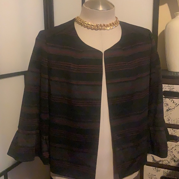 NINE WEST Women's Stripe Blazer Sz 10 (Defect for a repair guru 😊) - Picture 2 of 13